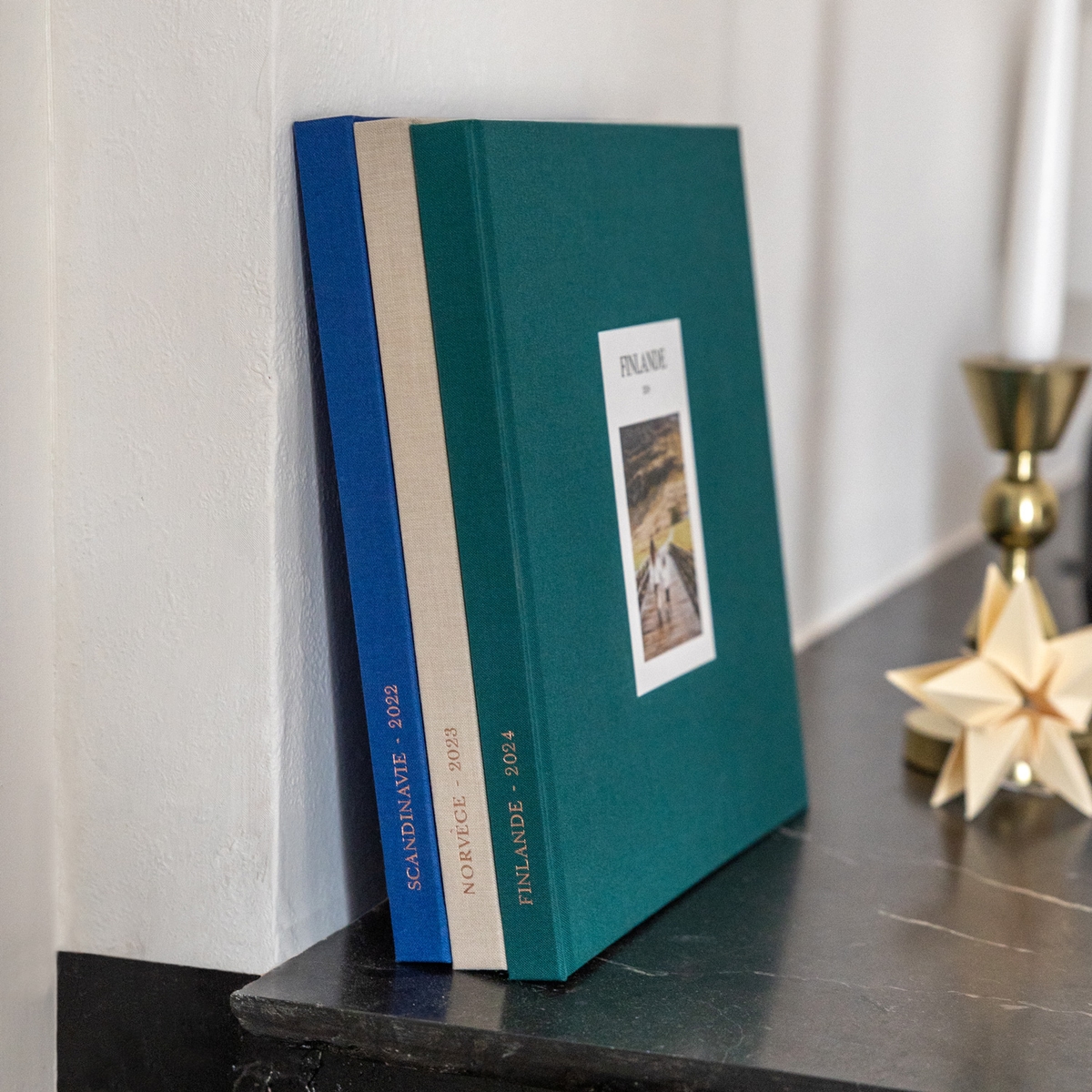 Livre photo couverture tissu photo embossée