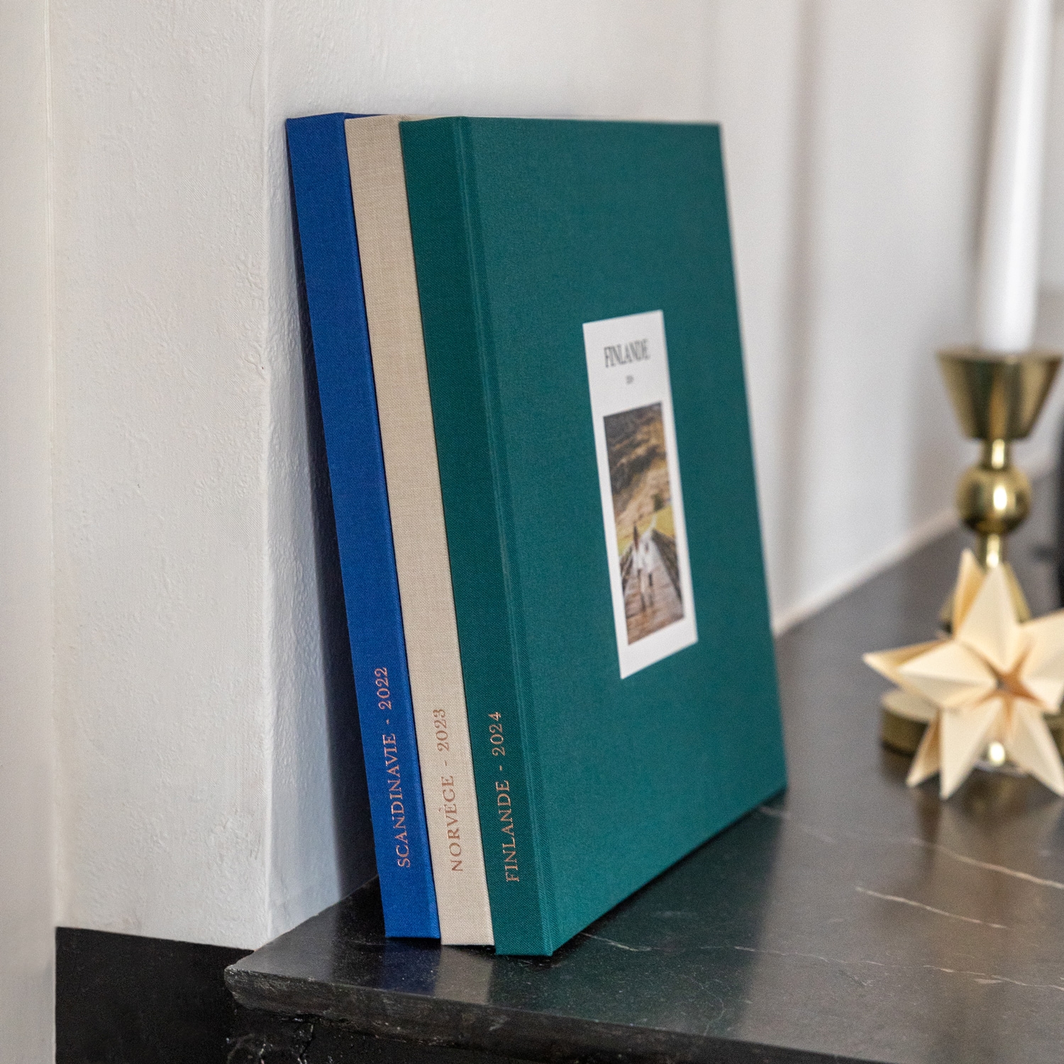 Livre photo couverture tissu photo embossée