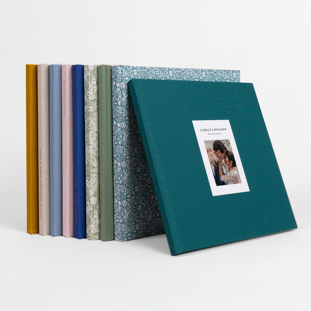 Livre photo couverture tissu photo embossée