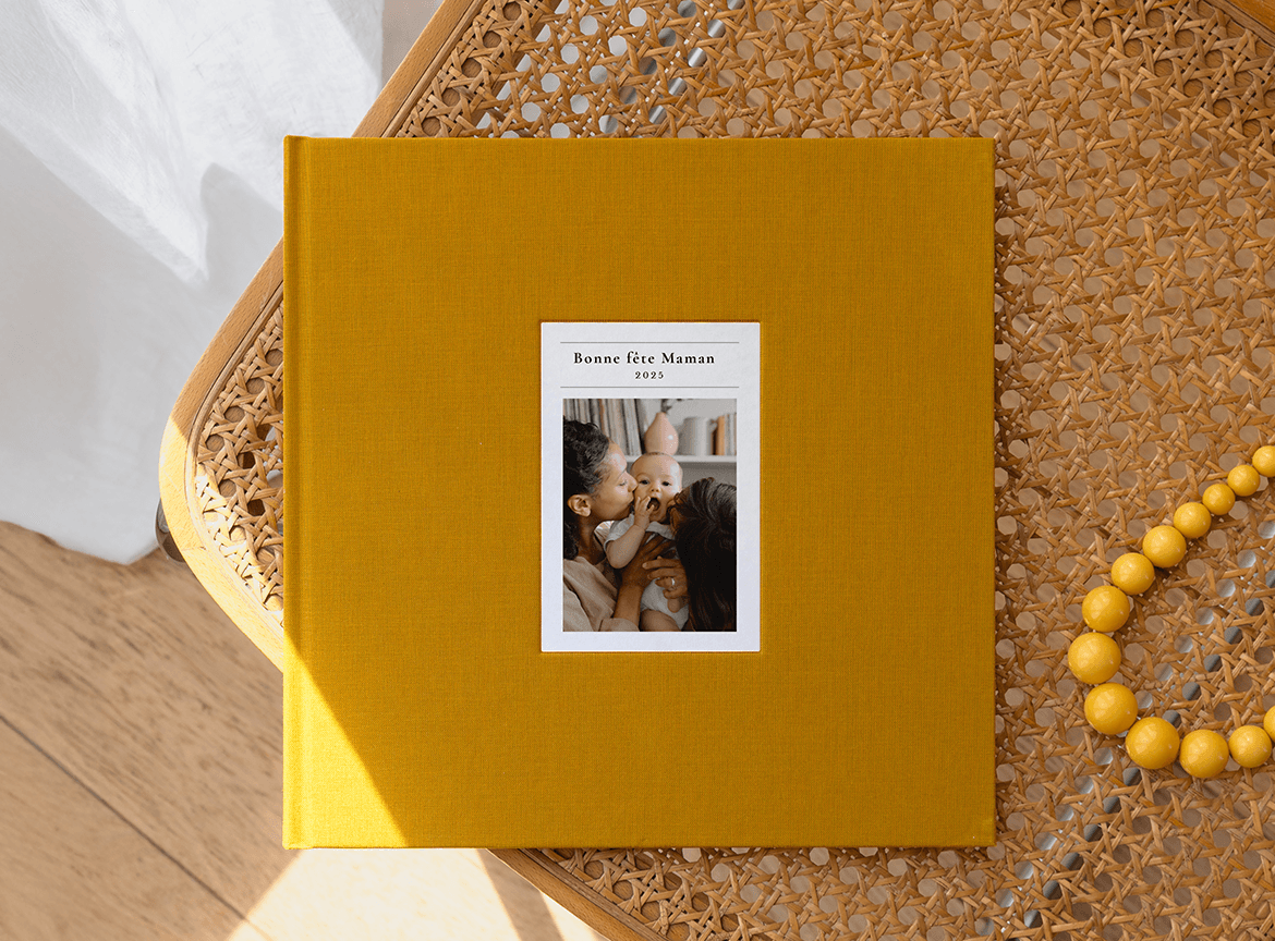 Livre photo tissu couverture photo fête des mères