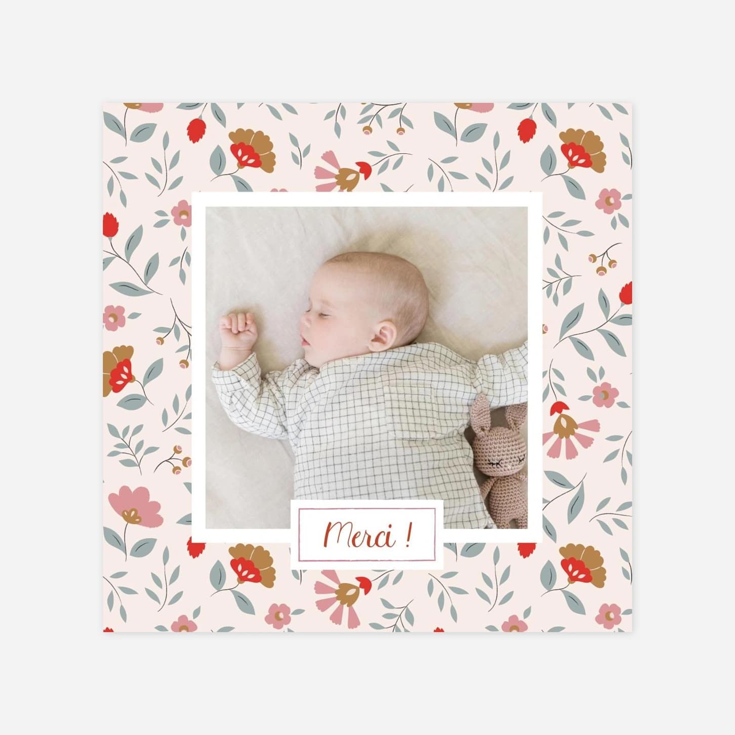 Carte remerciement naissance Flora