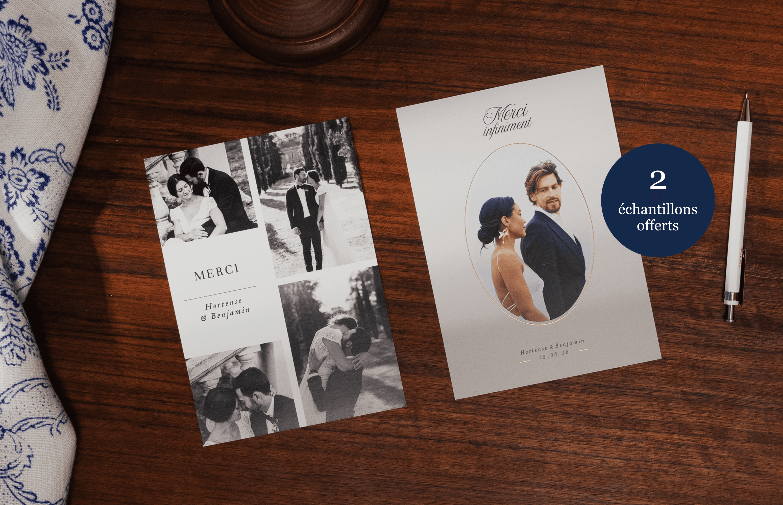 Carte de remerciement mariage