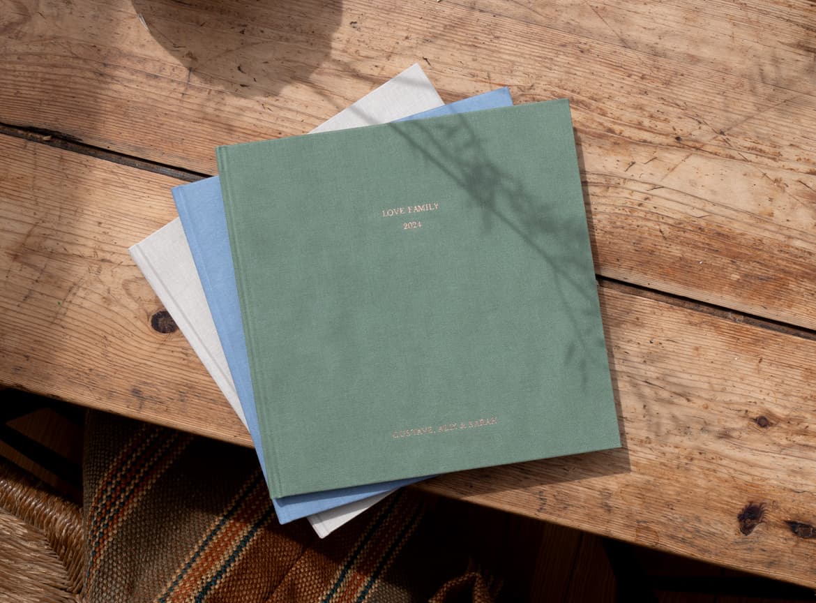 Album photo tissu avec titre doré Rosemood