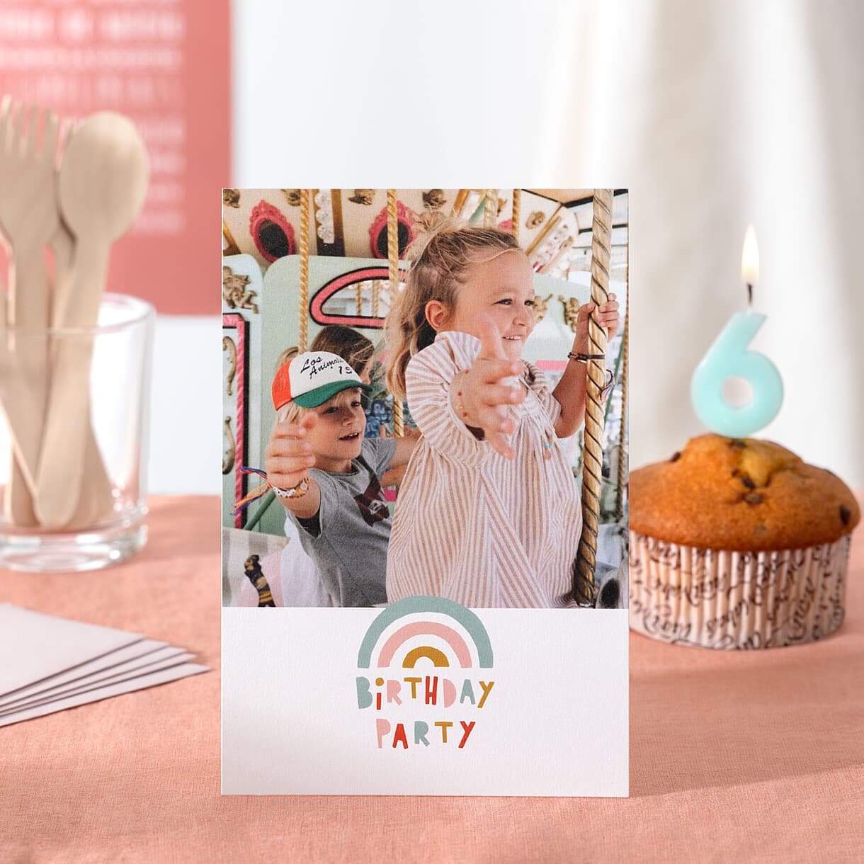 Carte d'anniversaire arc en siel