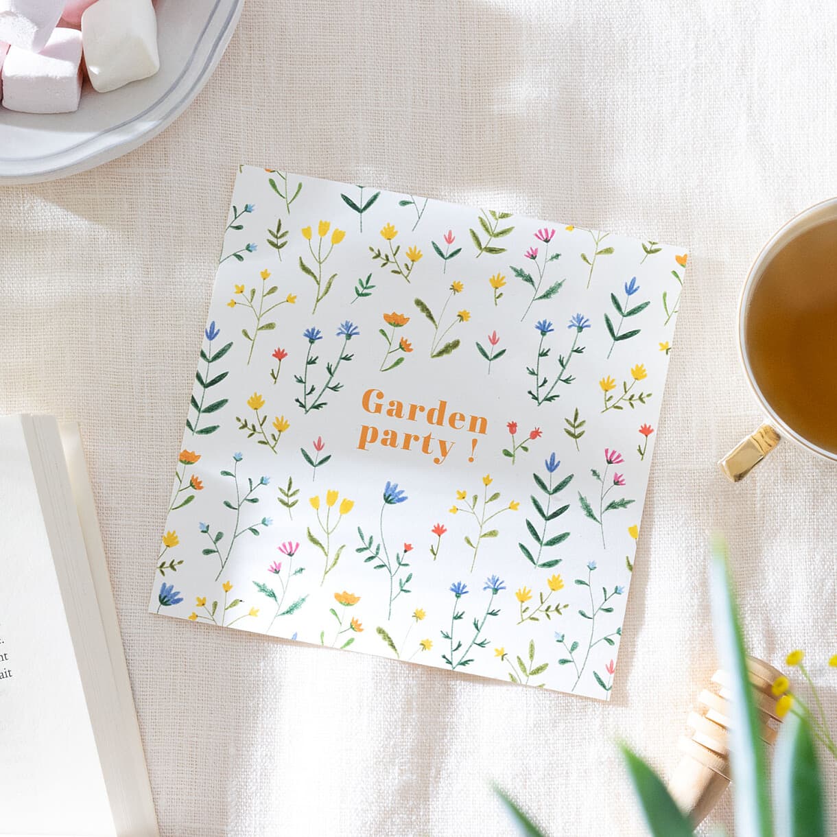 Carte d'invitation anniversaire adulte Fleurs sauvages