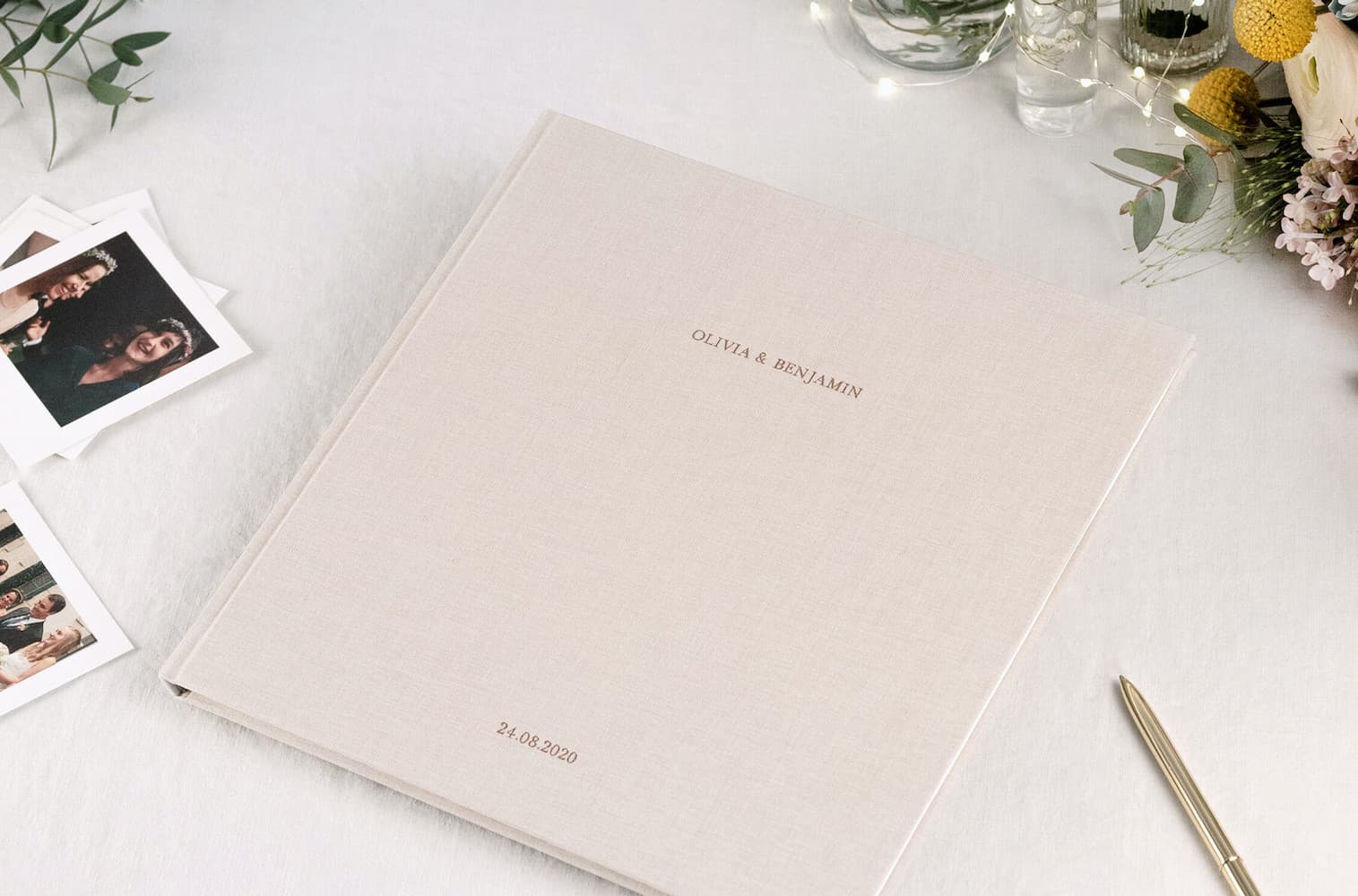 Livre d’or mariage couverture tissu