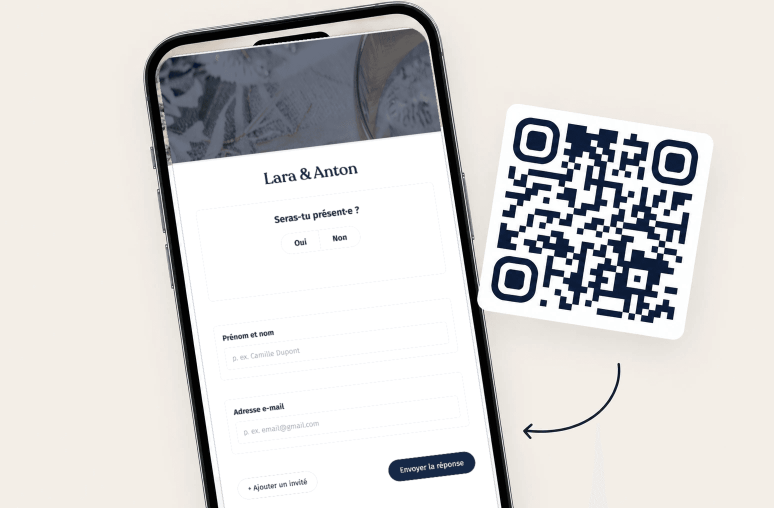 Page événement Rosemood sur smartphone – réponses en ligne via QR code