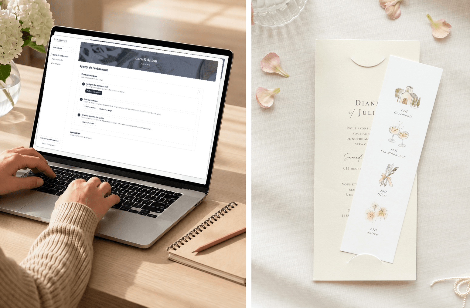 Plateforme événement Rosemood – créer une page événement et papeterie de mariage