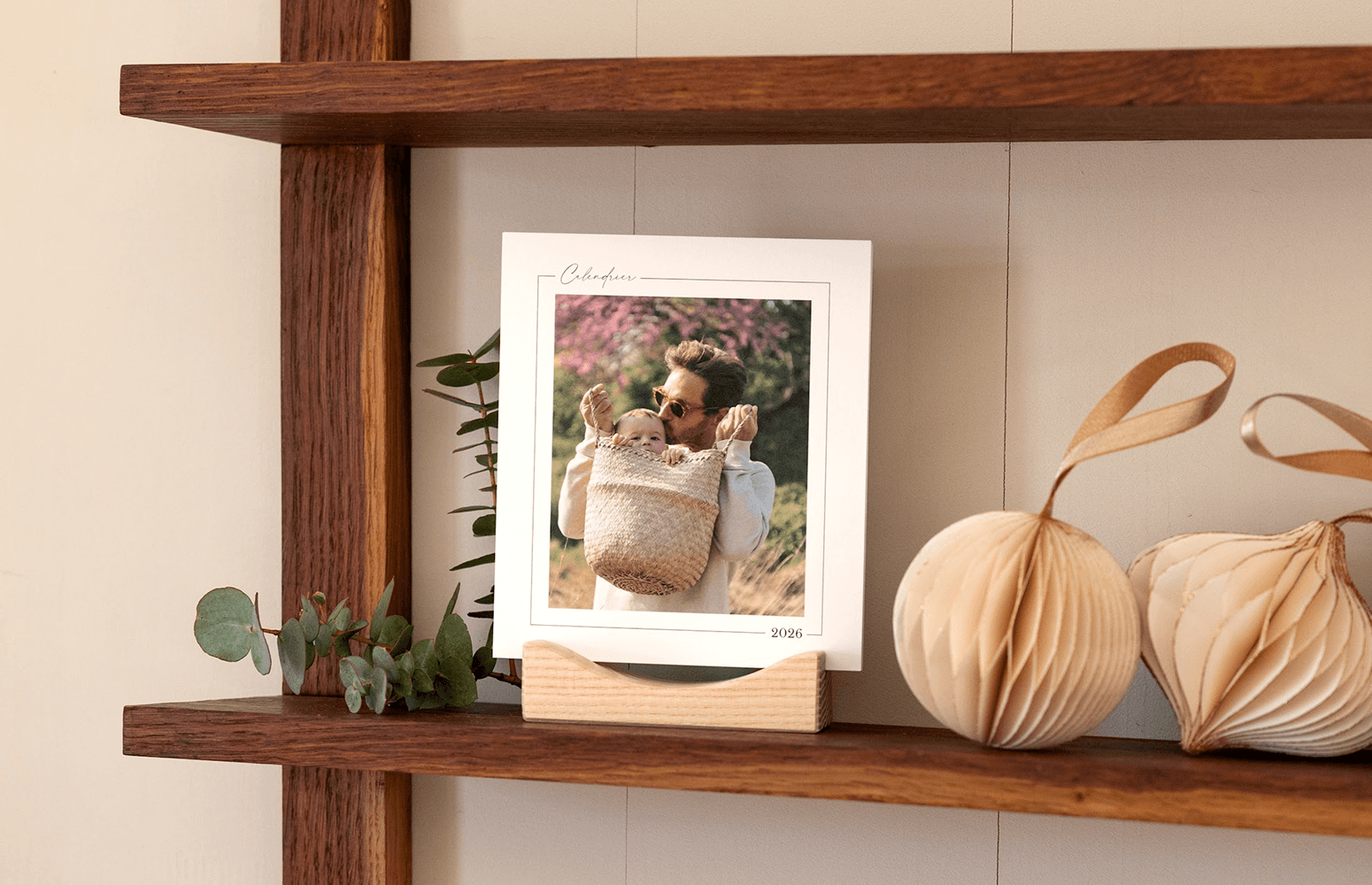 Calendrier photo avec support bois