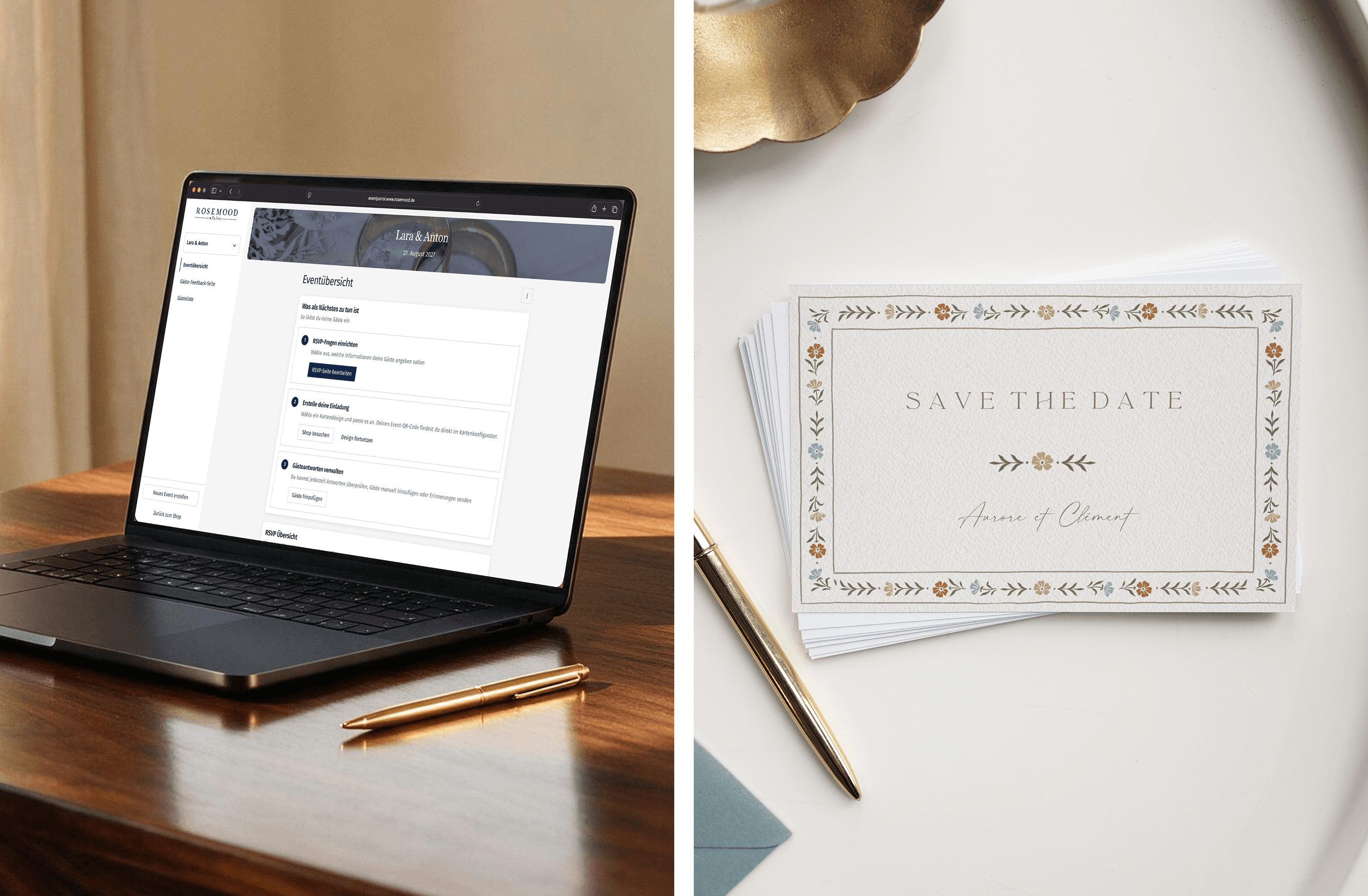 Plateforme événement Rosemood – créer une page événement et papeterie de mariage