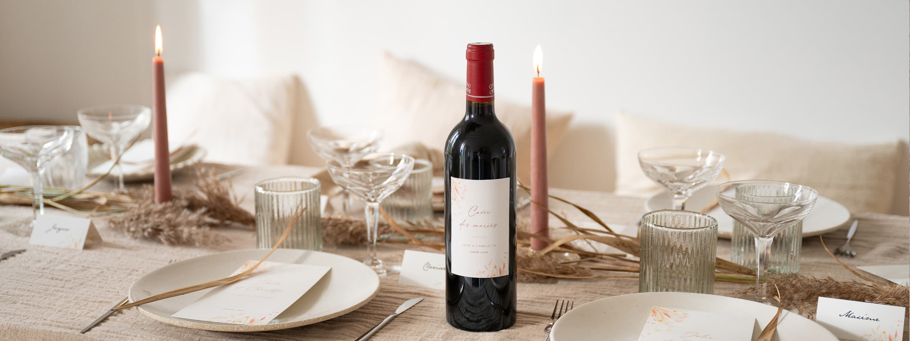Étiquette de bouteille mariage