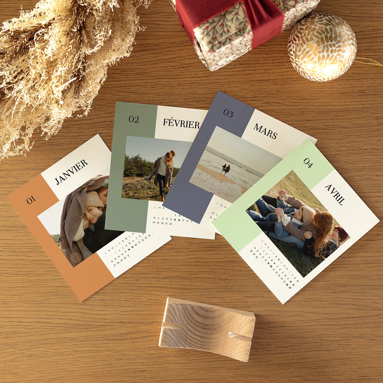 Calendrier photo avec support bois Signature chromatique