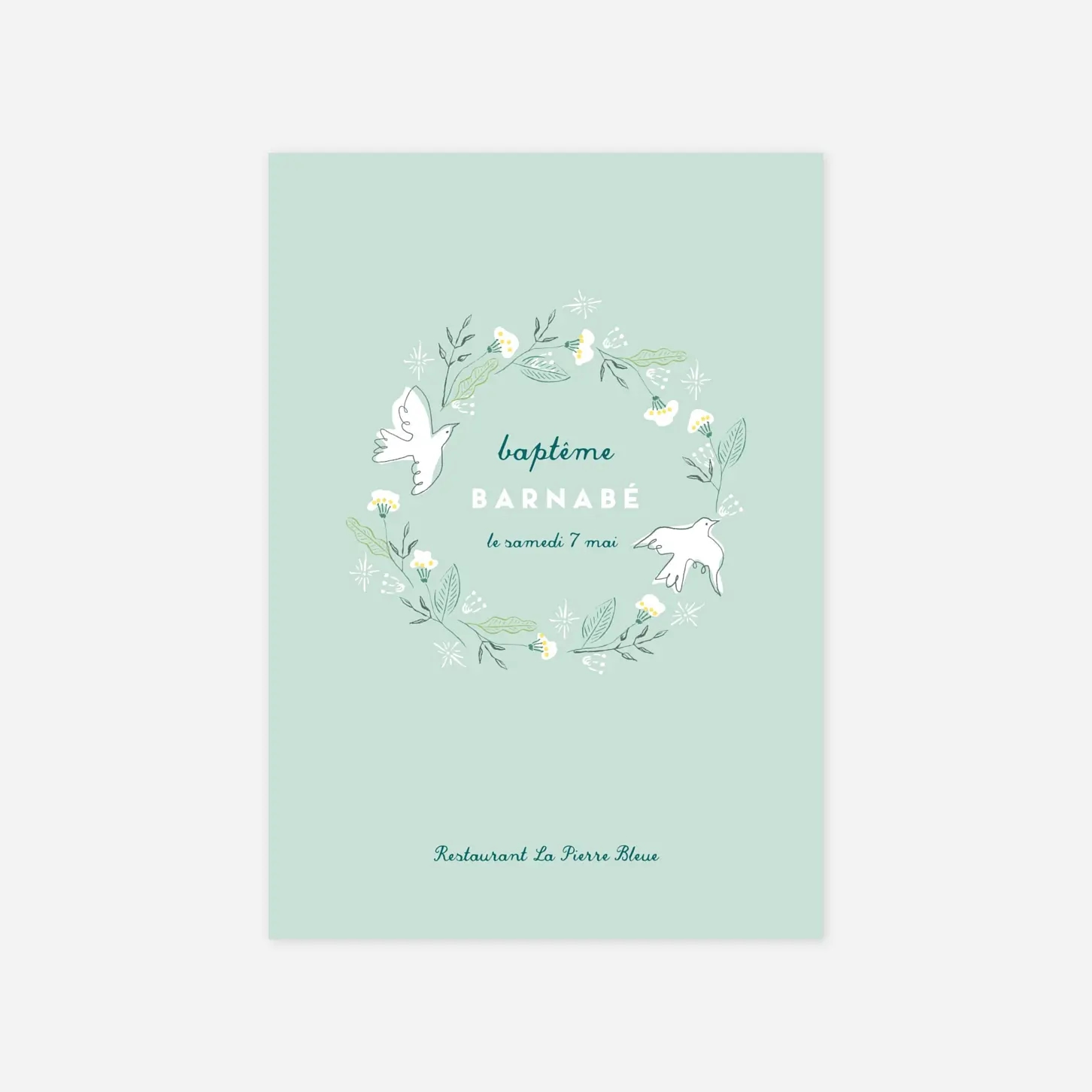 Menu baptême Allégresse