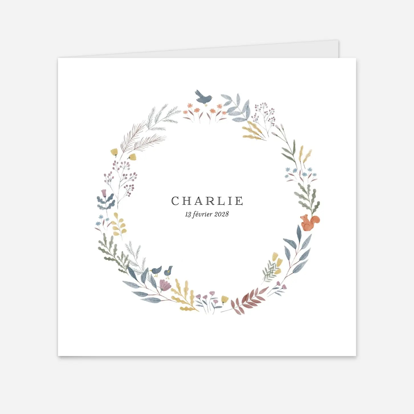 Faire-part naissance Aquarelle végétale