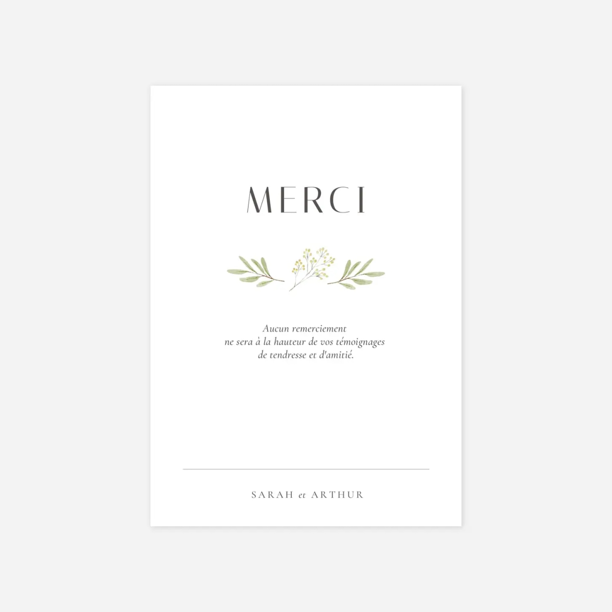 Carte de remerciements Aquarelle végétale