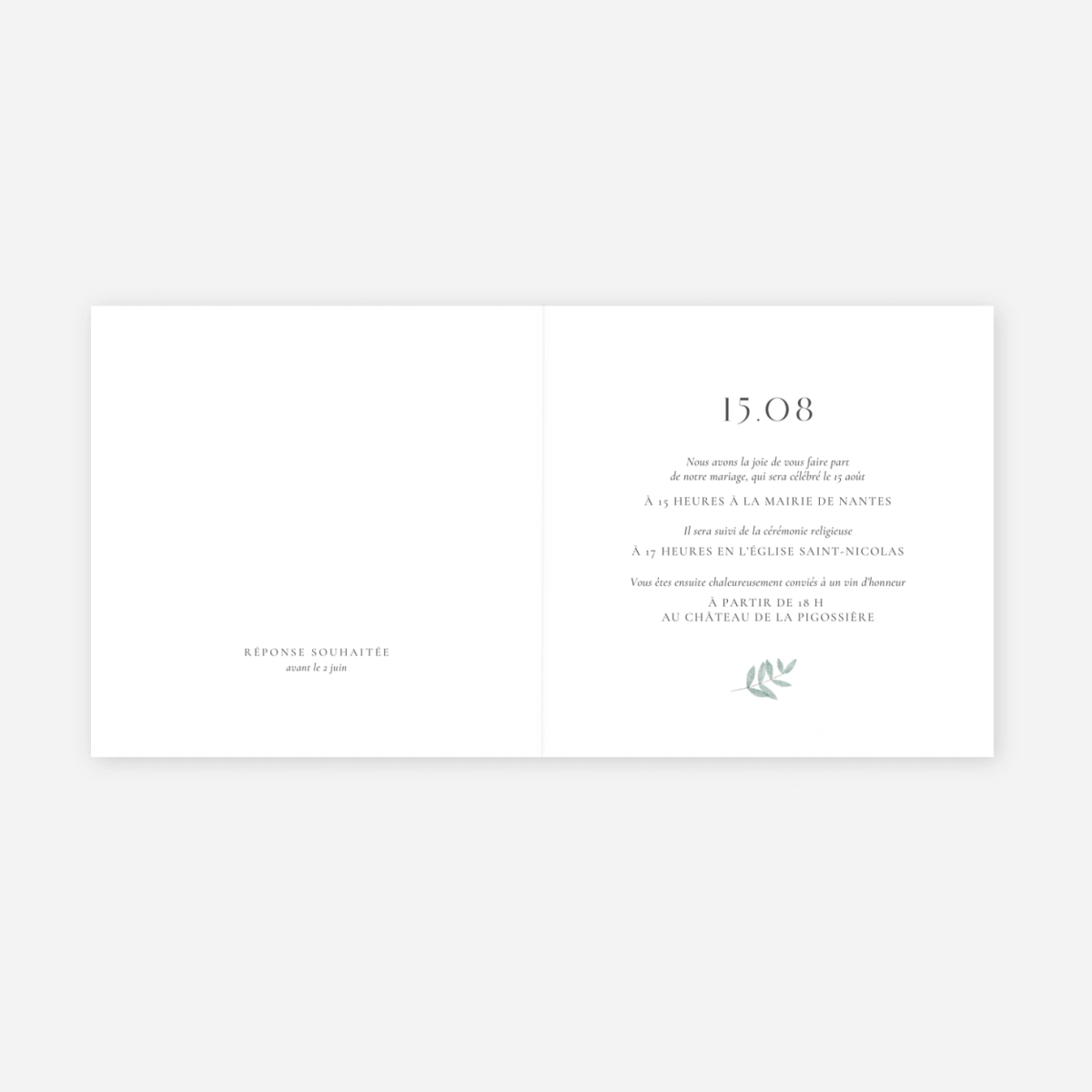 Faire-part mariage Aquarelle végétale