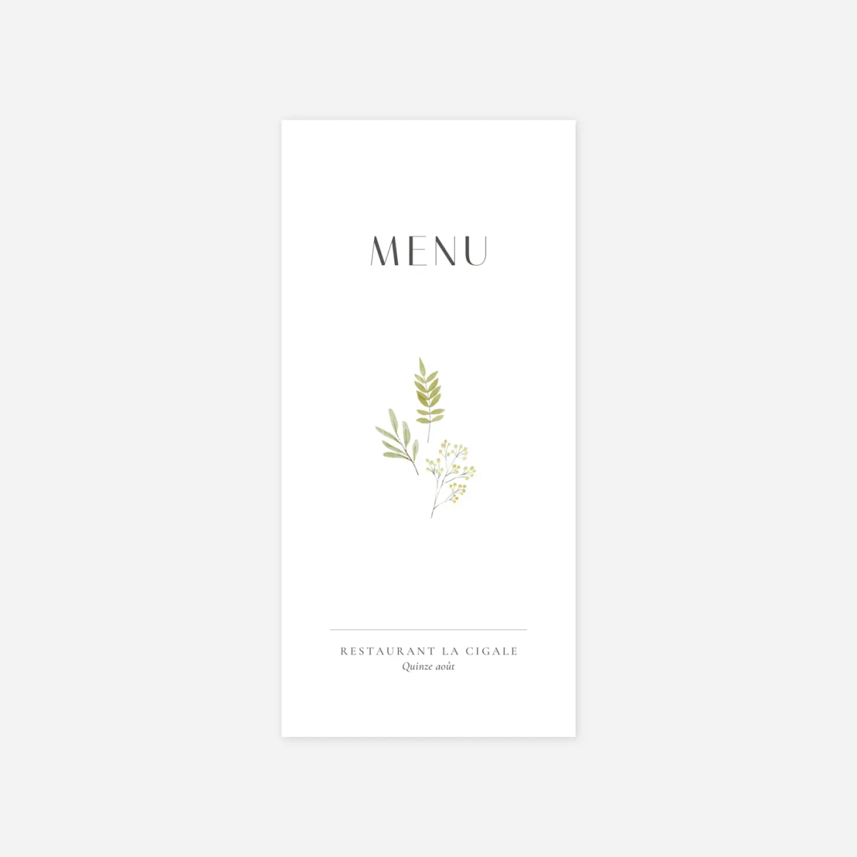 Menu mariage Aquarelle végétale