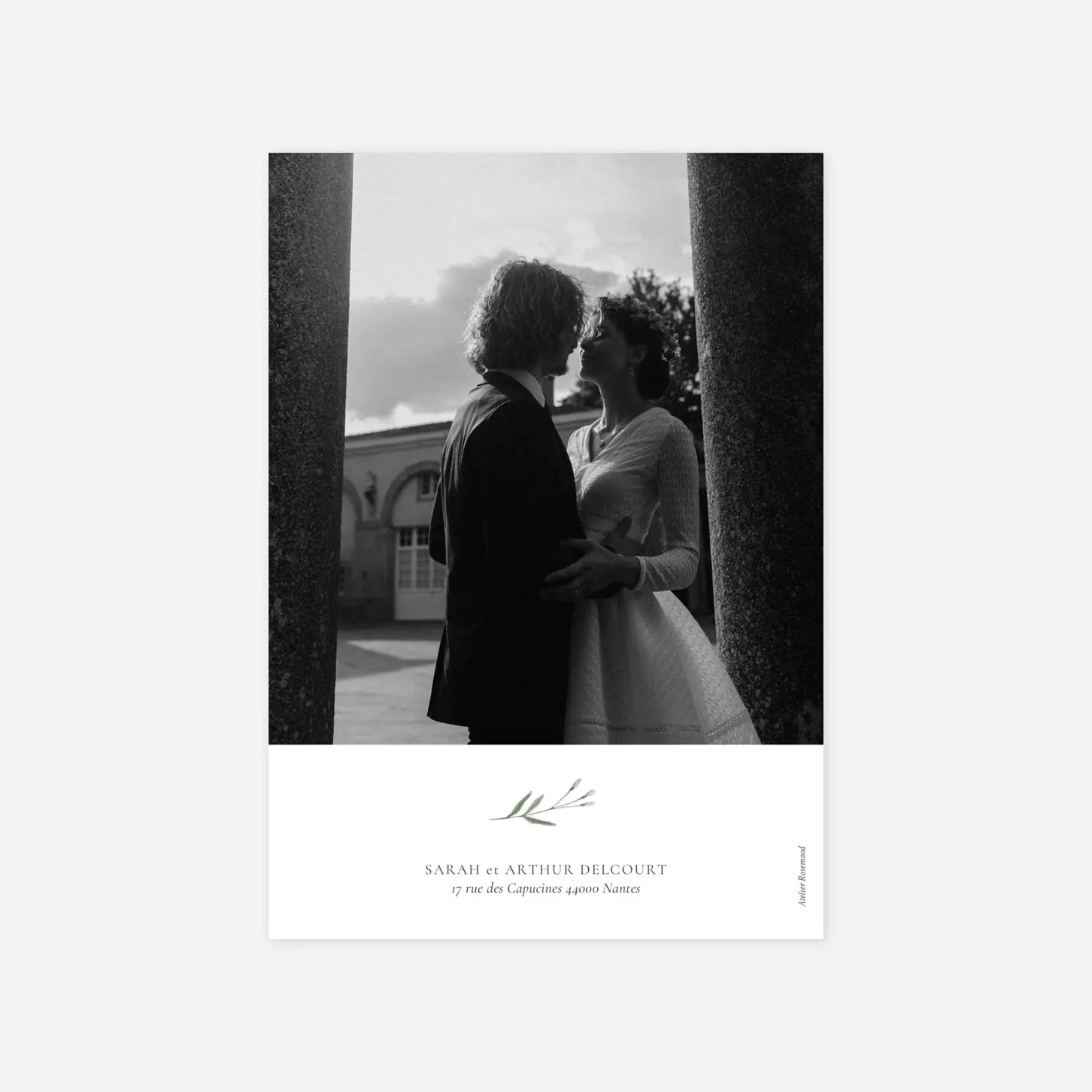 Carte de remerciements Aquarelle végétale en couronne