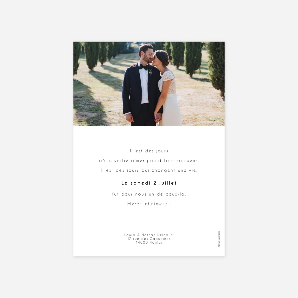 Carte de remerciements Arche graphique