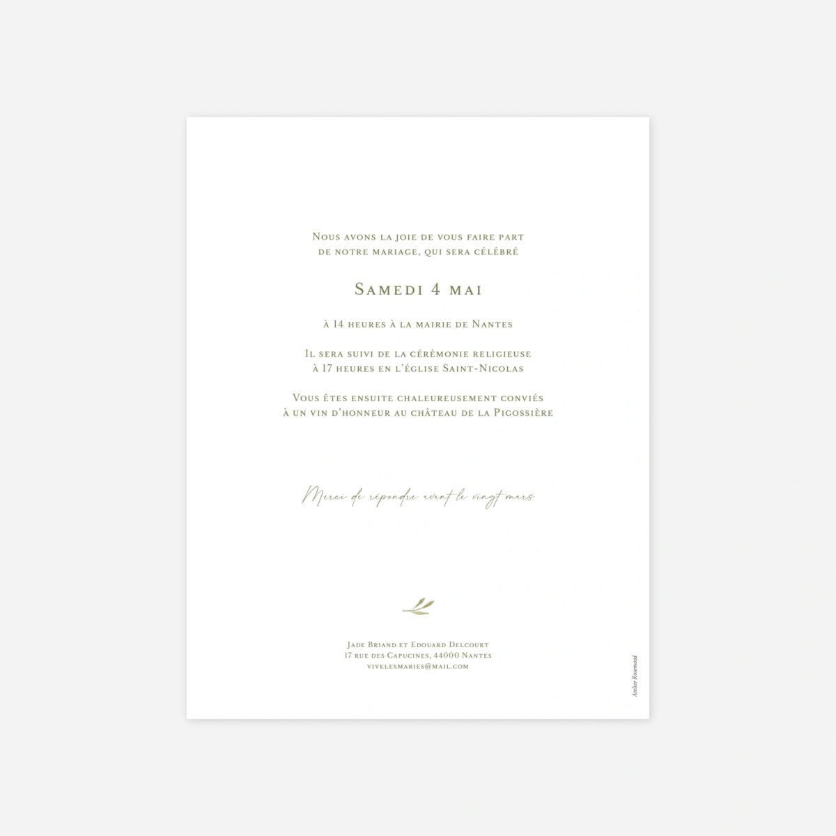 Faire-part mariage Arche végétale