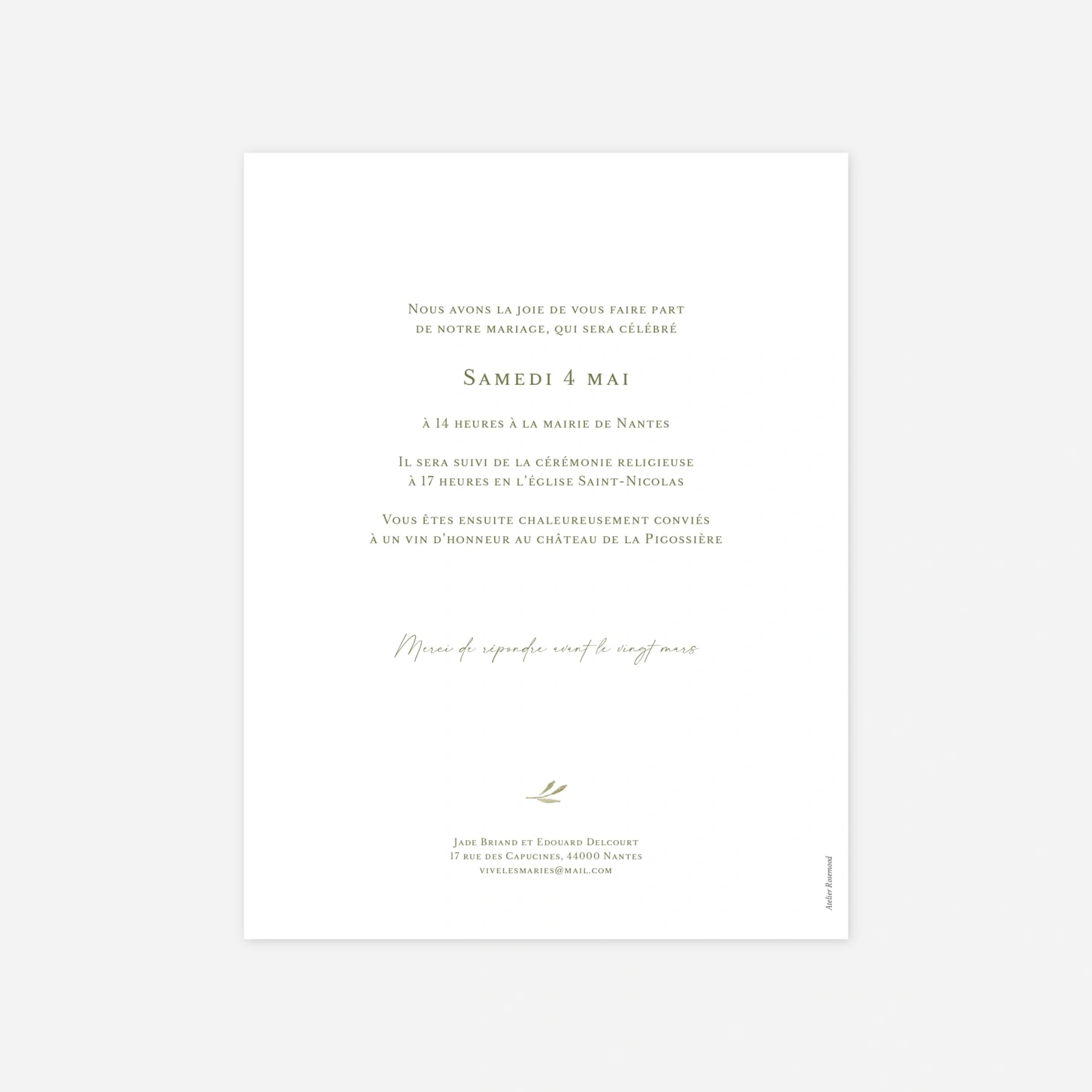 Faire-part mariage Arche végétale