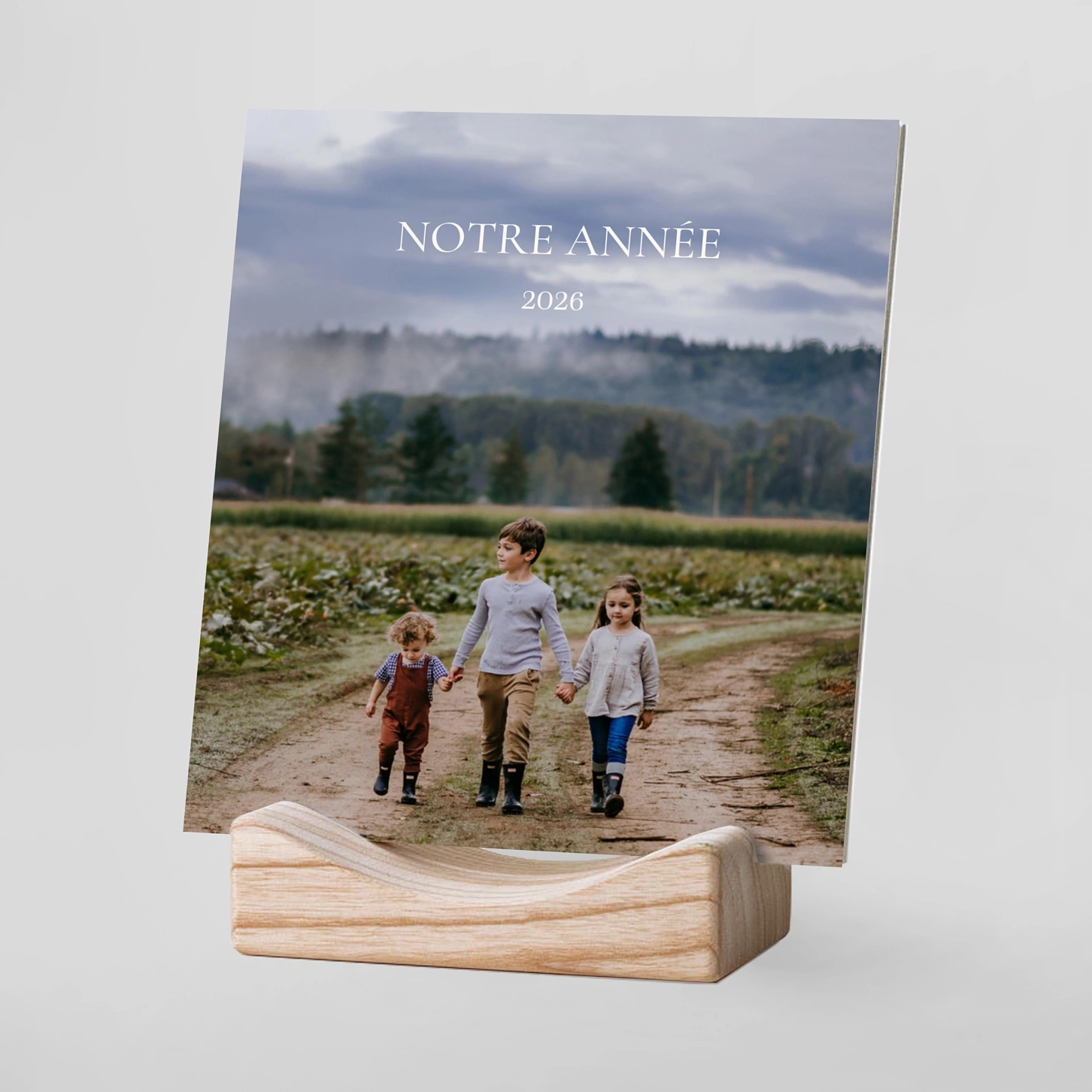 Calendrier photo avec support bois À travers le temps