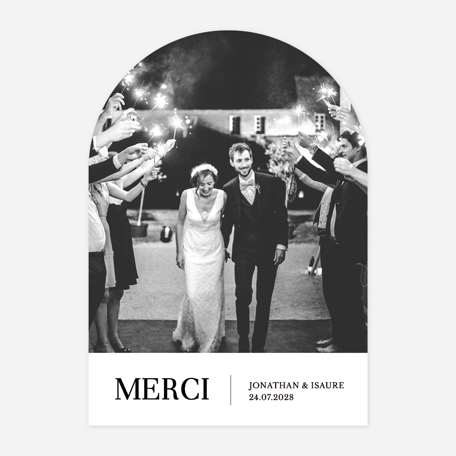 Carte de remerciements Bandeau chic 1 photo