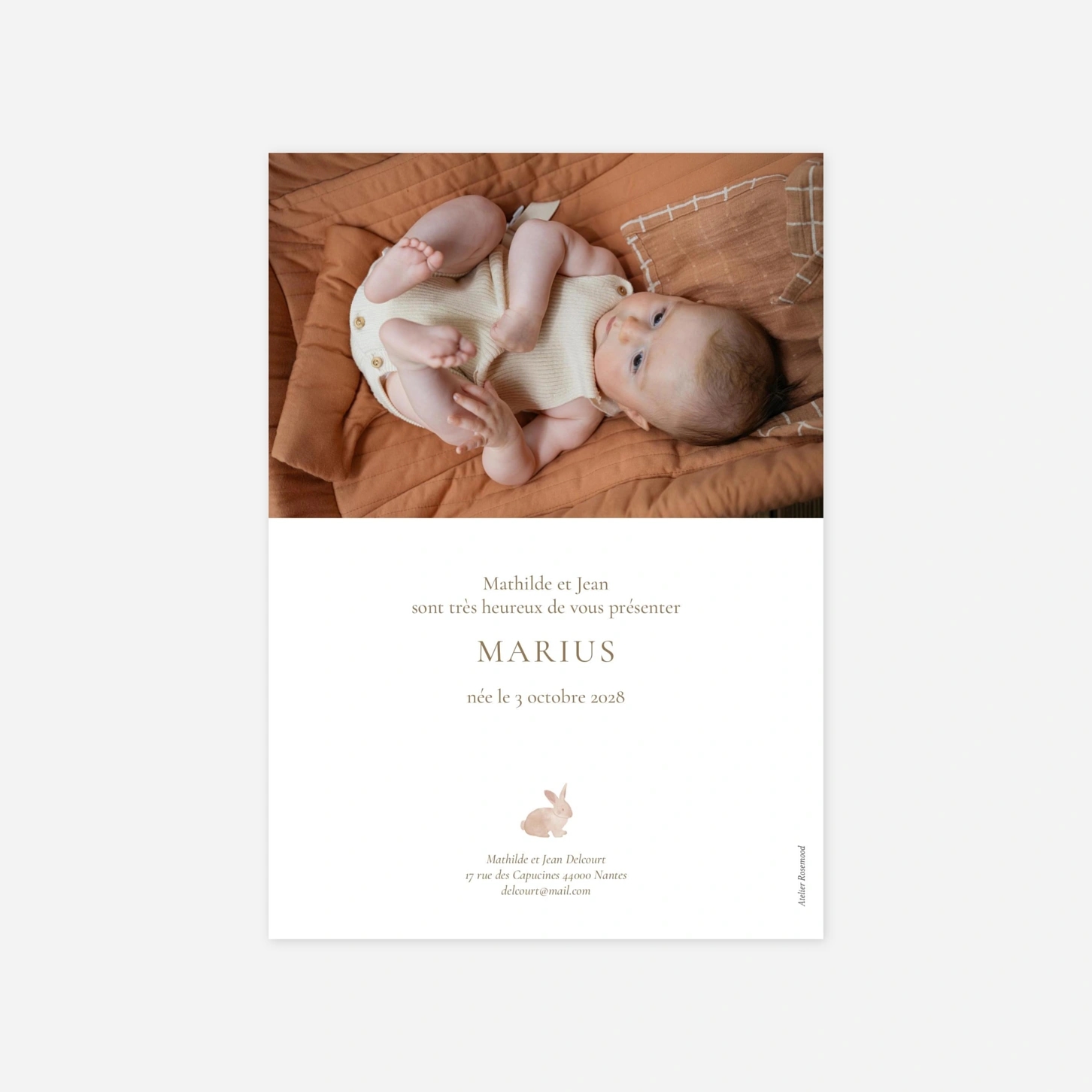 Faire-part naissance Balade en forêt