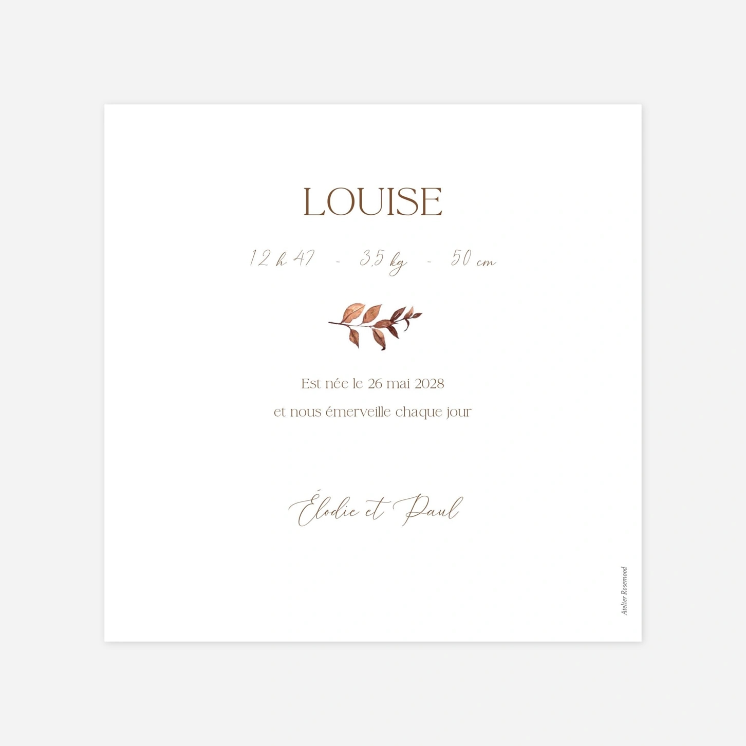 Faire-part naissance Bouton de Rose