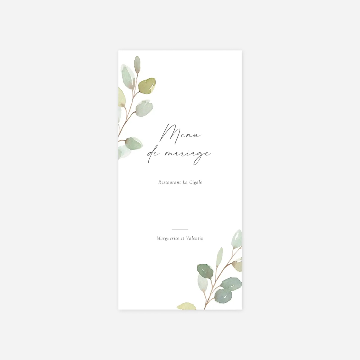 Menu mariage Brins d'eucalyptus