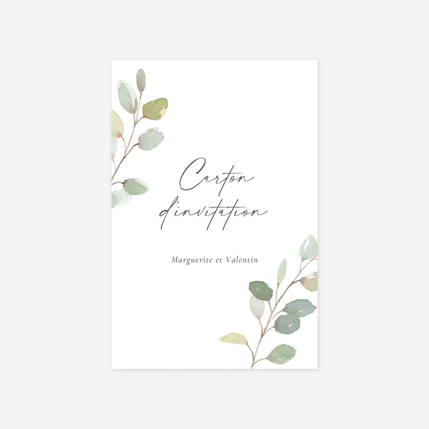 Carton d'invitation Brins d'eucalyptus
