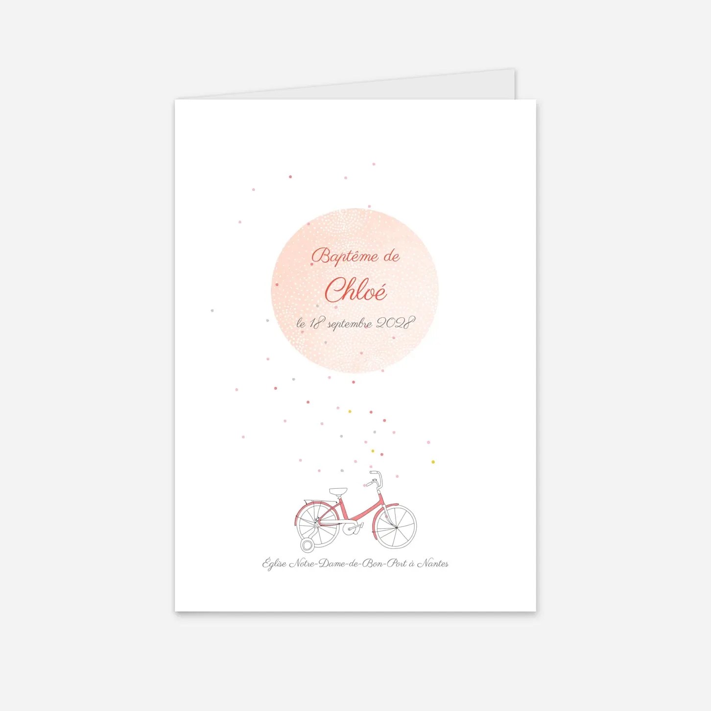 Livret de messe baptême À bicyclette