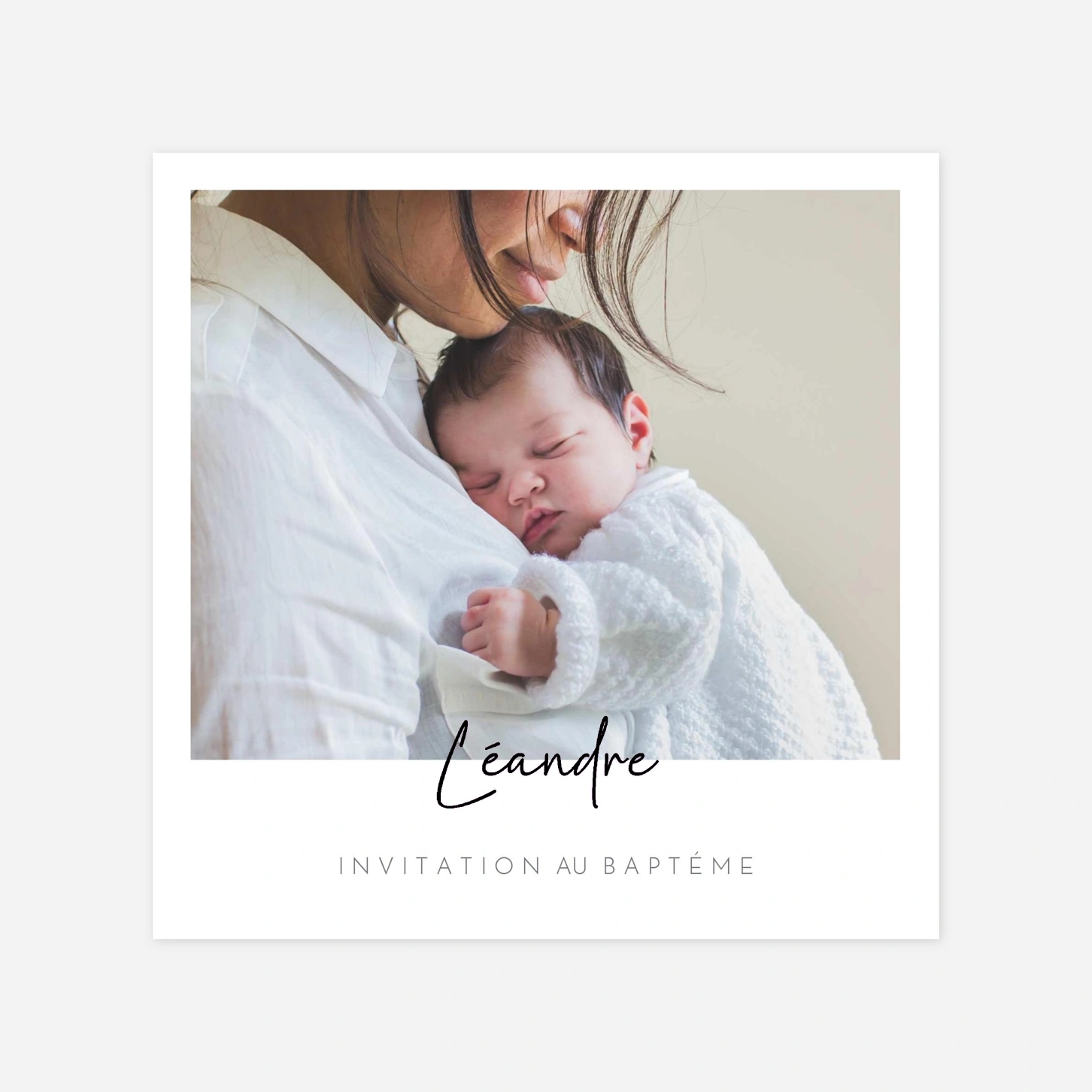 Faire-part baptême Étreinte