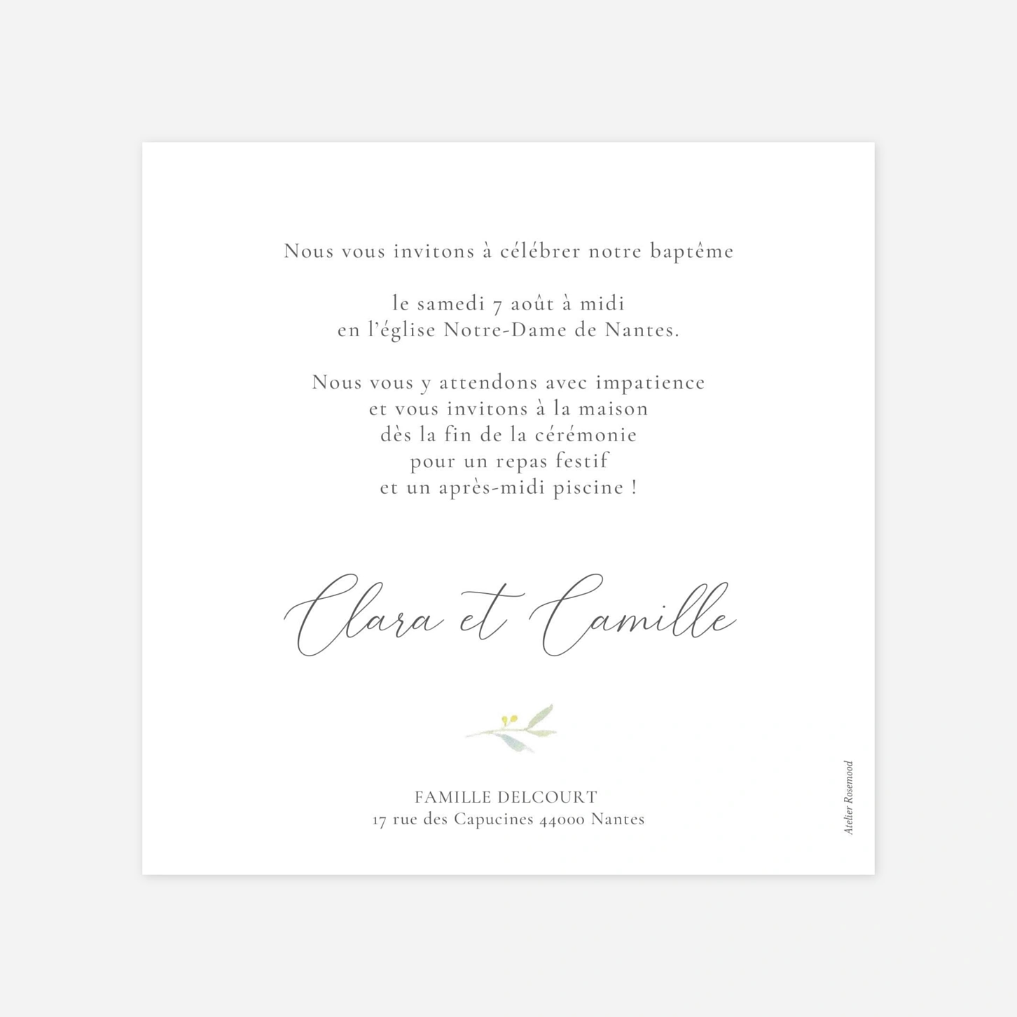 Faire-part baptême Bouquet champêtre II