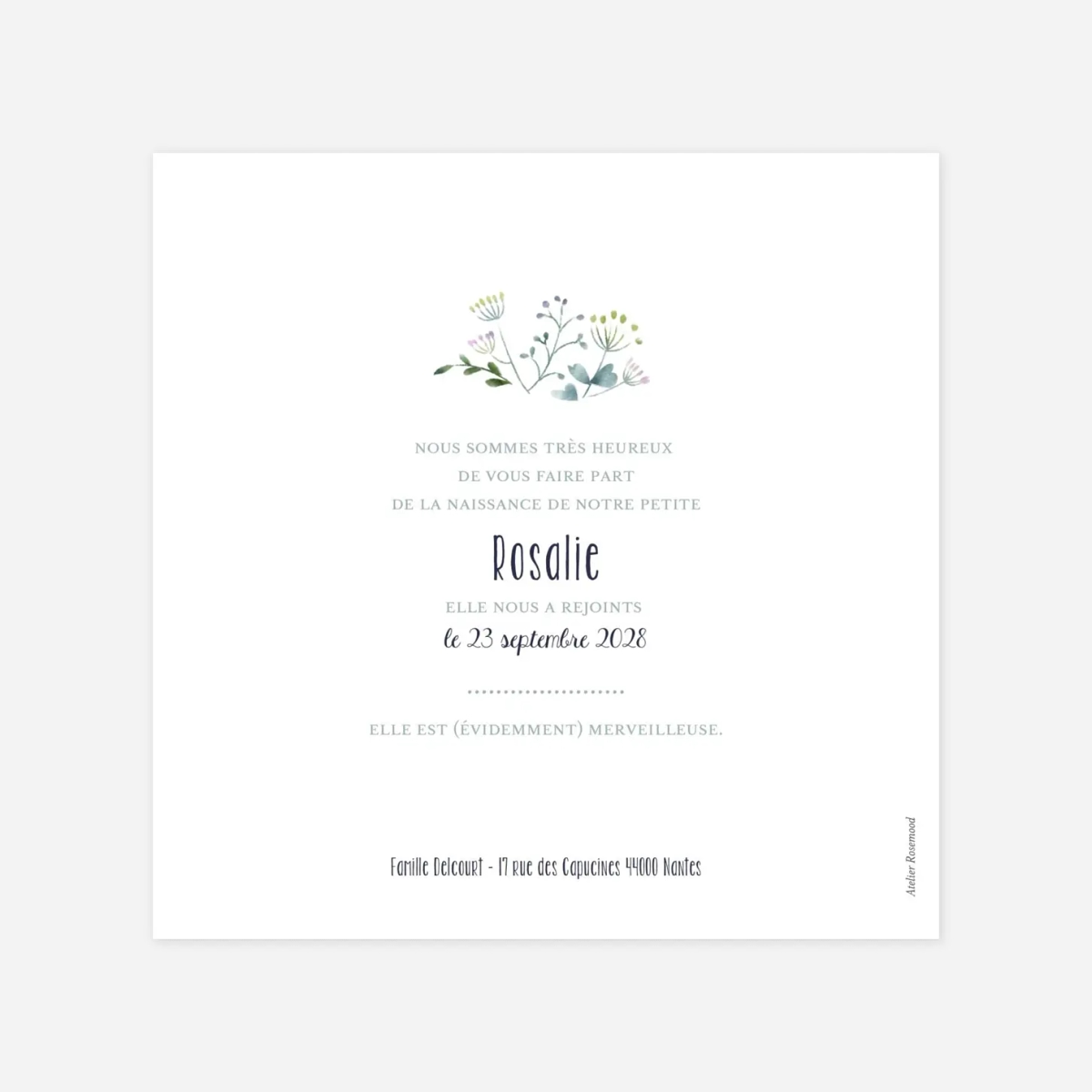 Faire-part naissance Bouquet sauvage