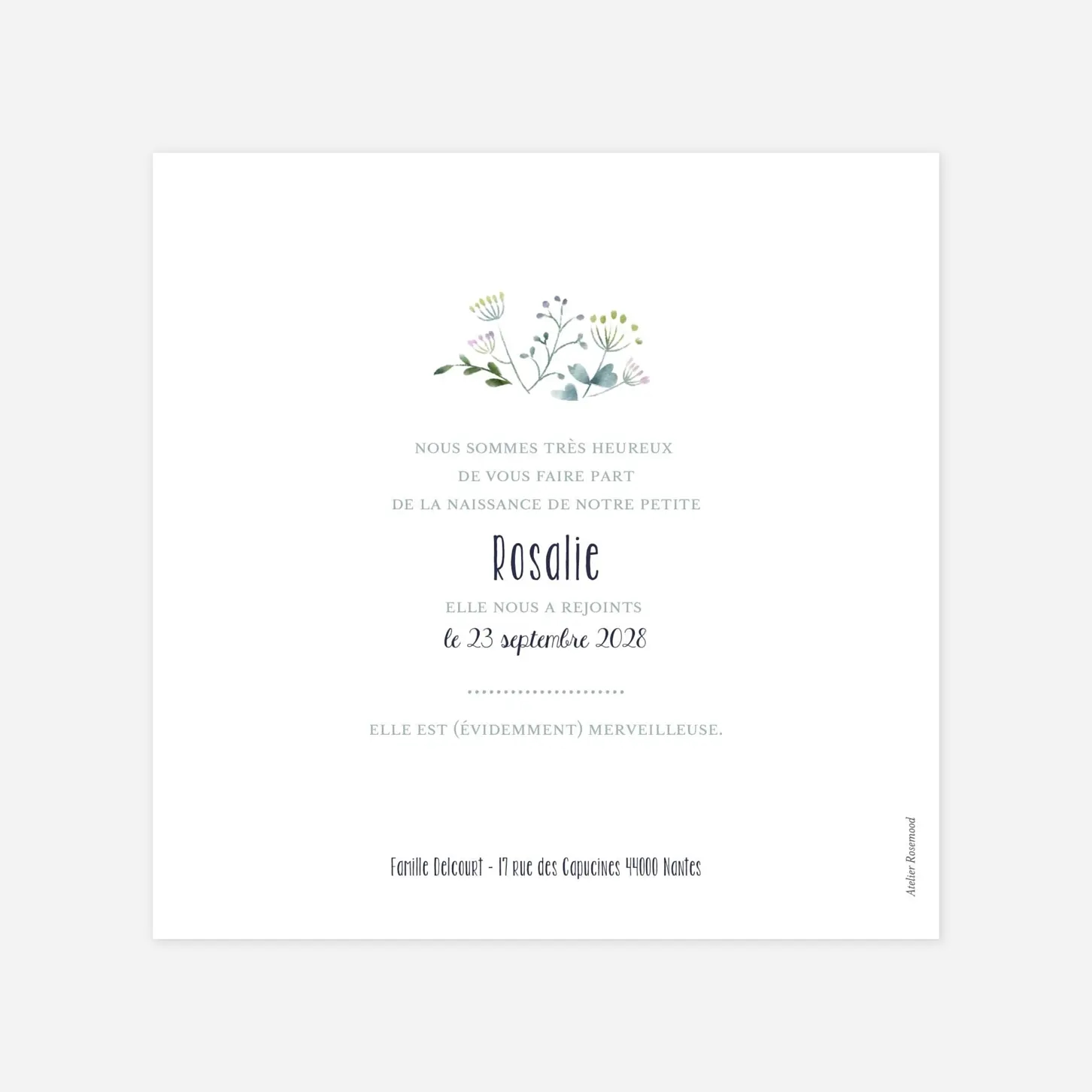 Faire-part naissance Bouquet sauvage