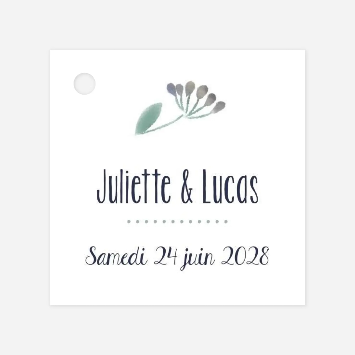 Etiquette perforée mariage Bouquet sauvage