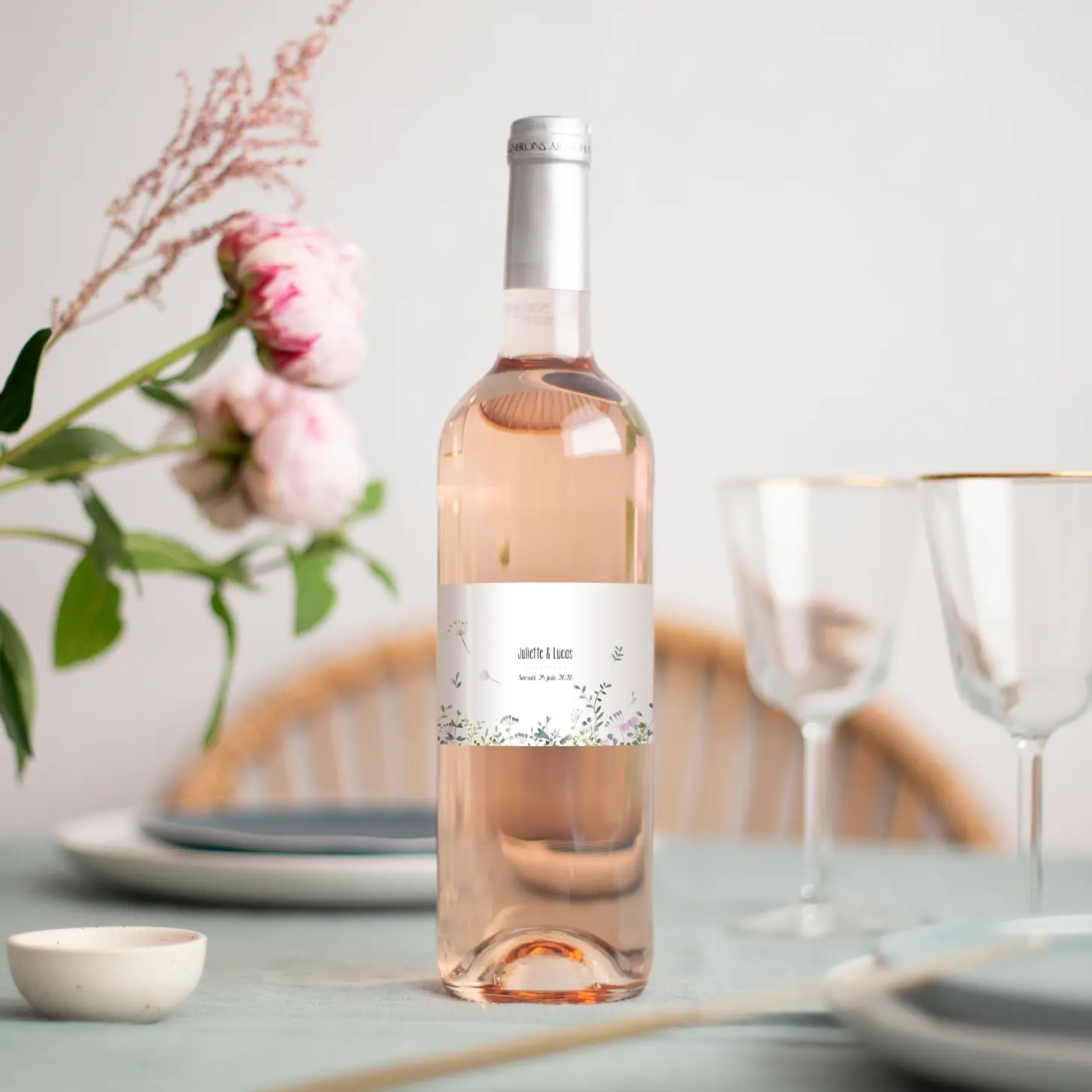 Étiquette bouteille Bouquet sauvage