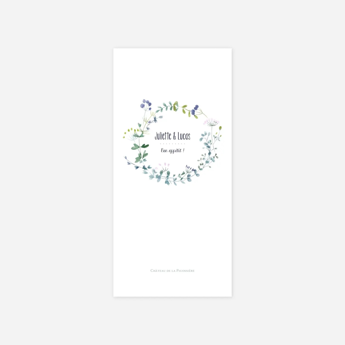 Menu mariage Bouquet sauvage