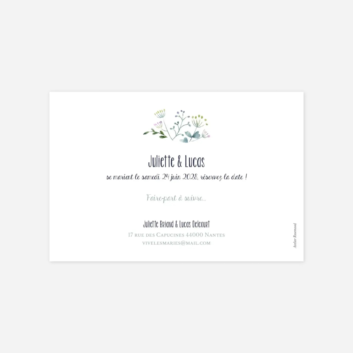 Save the date Bouquet sauvage