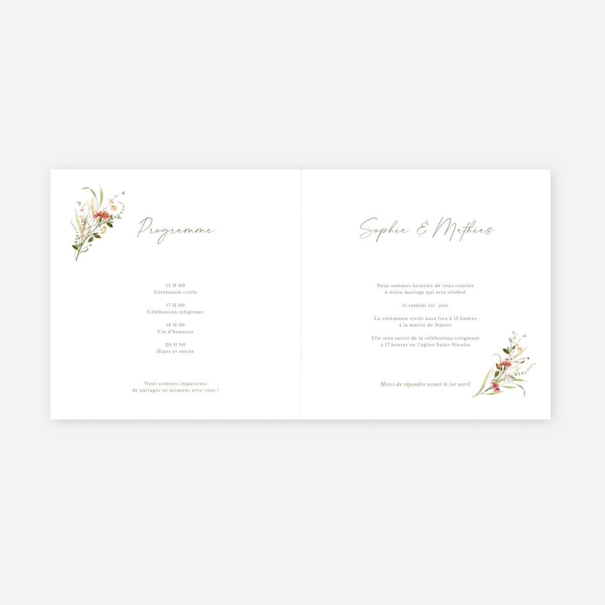 Faire-part mariage Bouquet printanier