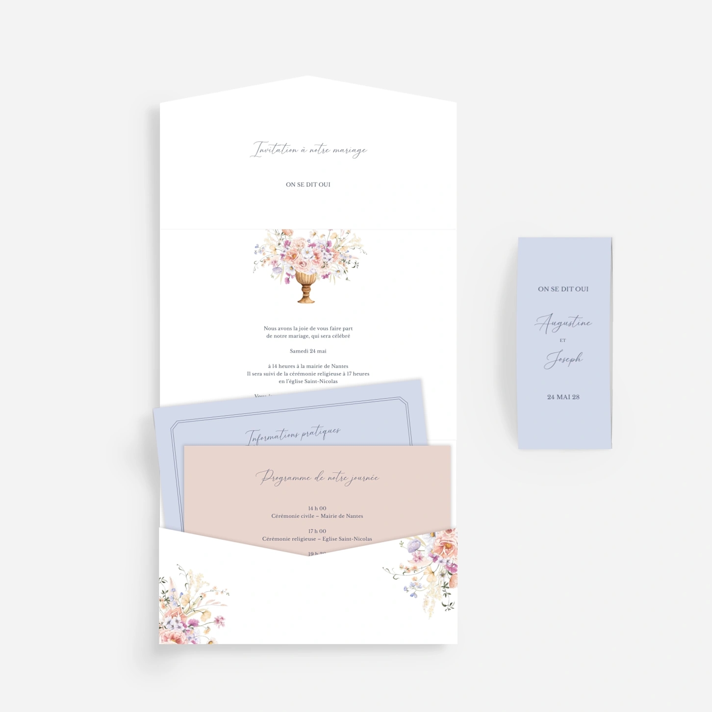 Faire-part mariage Bouquet Pastel