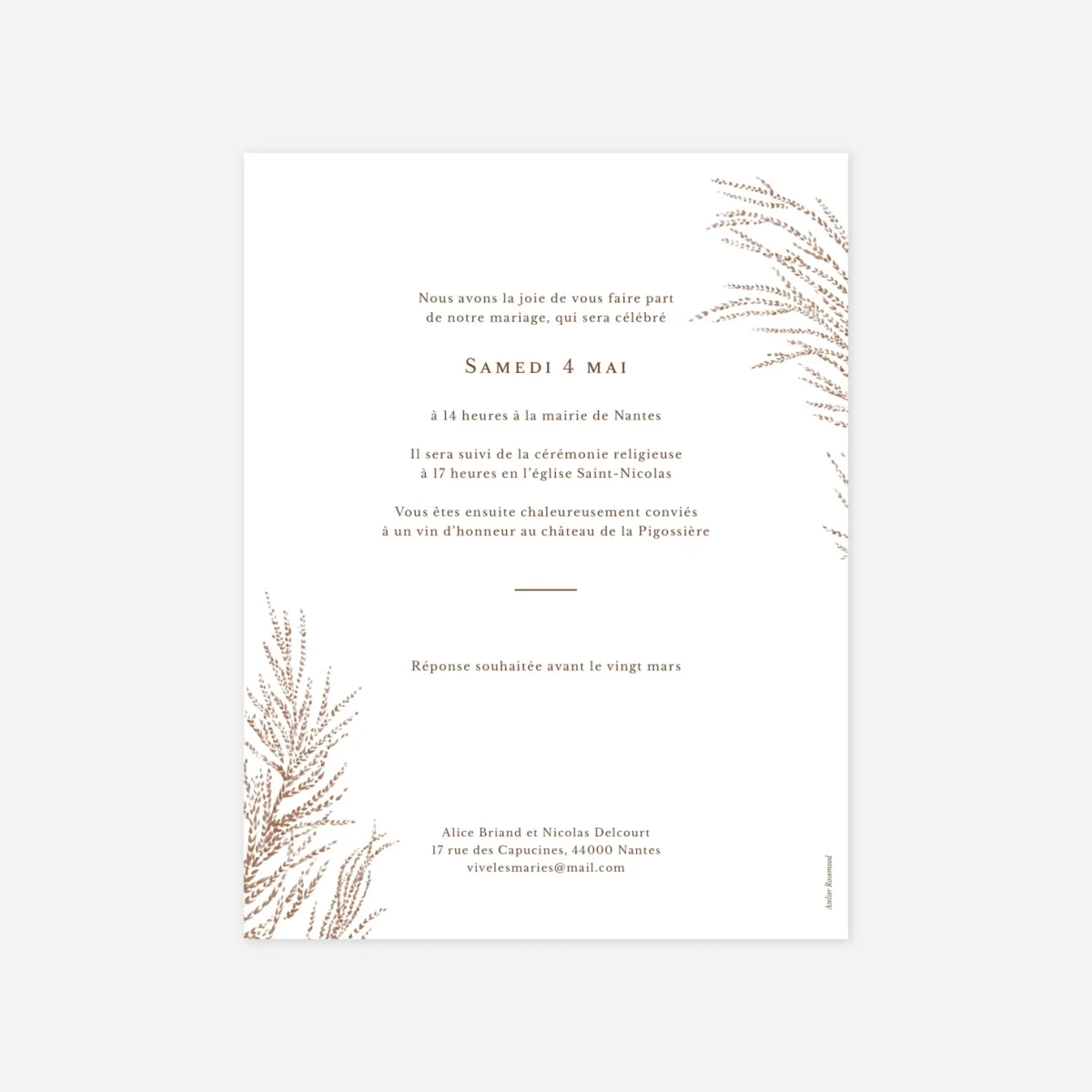 Faire-part mariage Brin d'amour