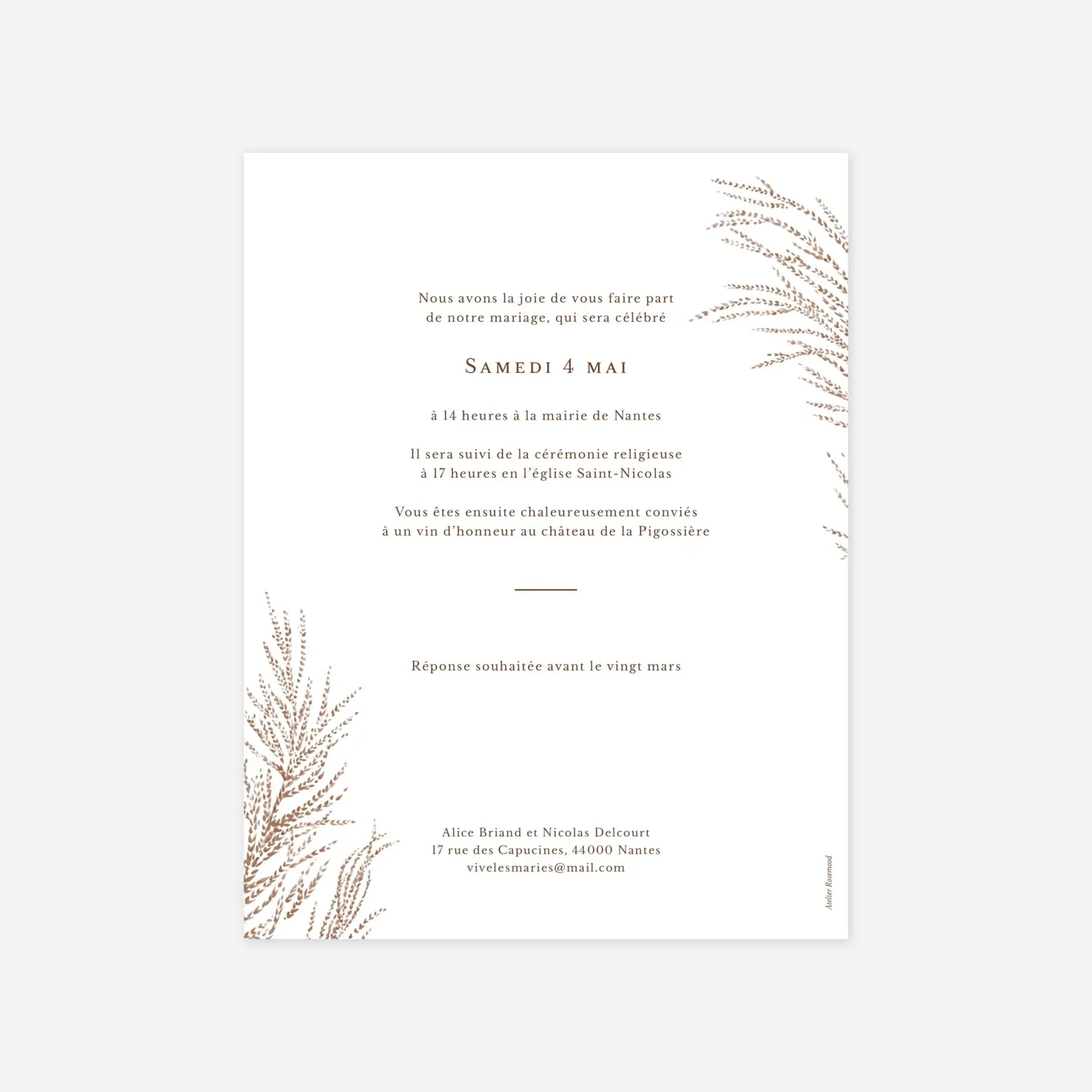 Faire-part mariage Brin d'amour