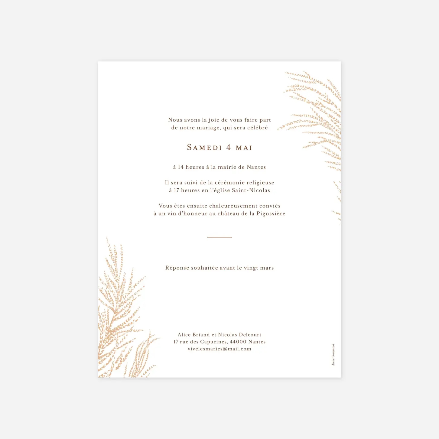 Faire-part mariage Brin d'amour