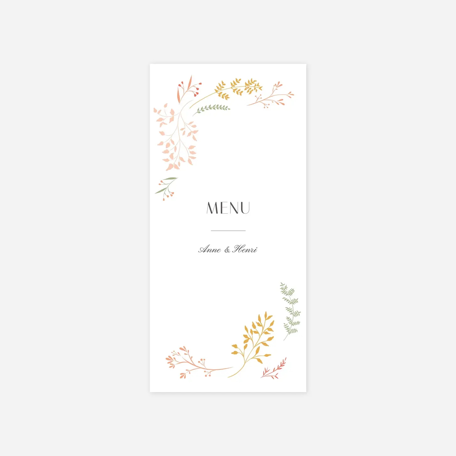 Menu mariage Brins d'été