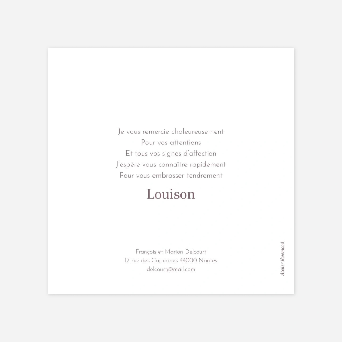 Carte remerciement naissance Brins fleuris