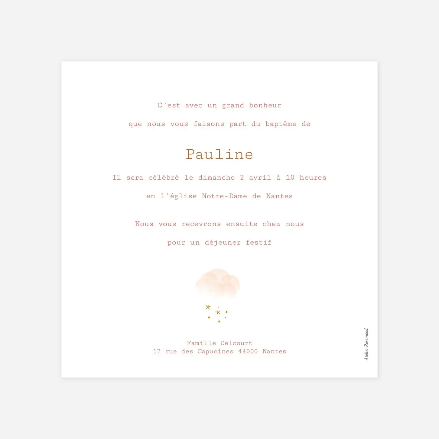 Faire-part baptême Brume