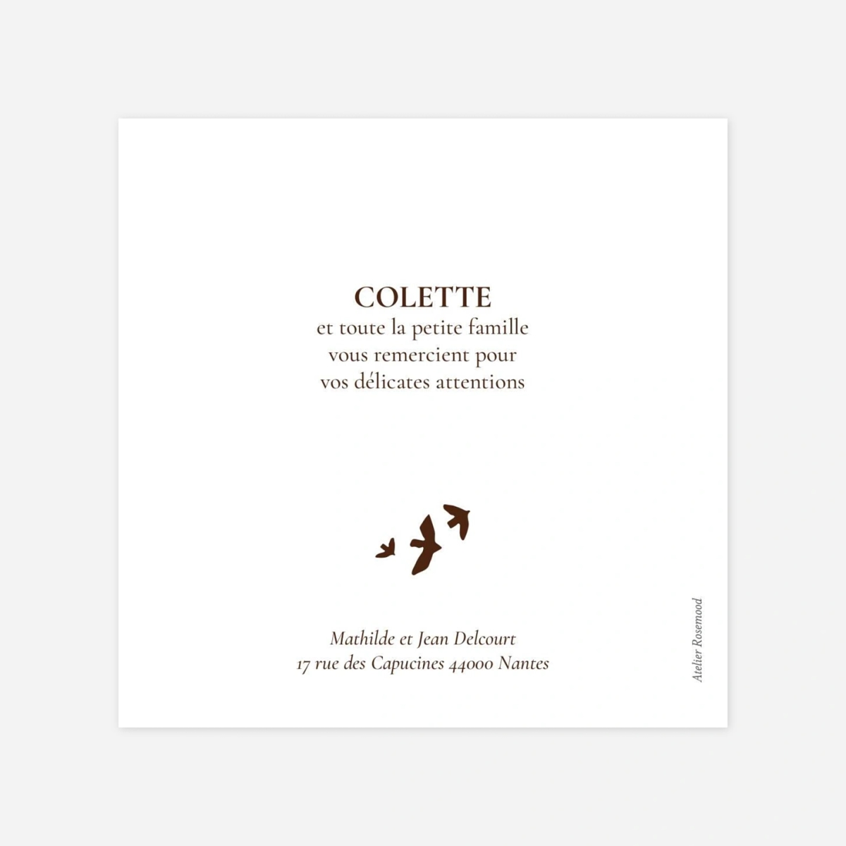 Carte remerciement naissance Bosquet