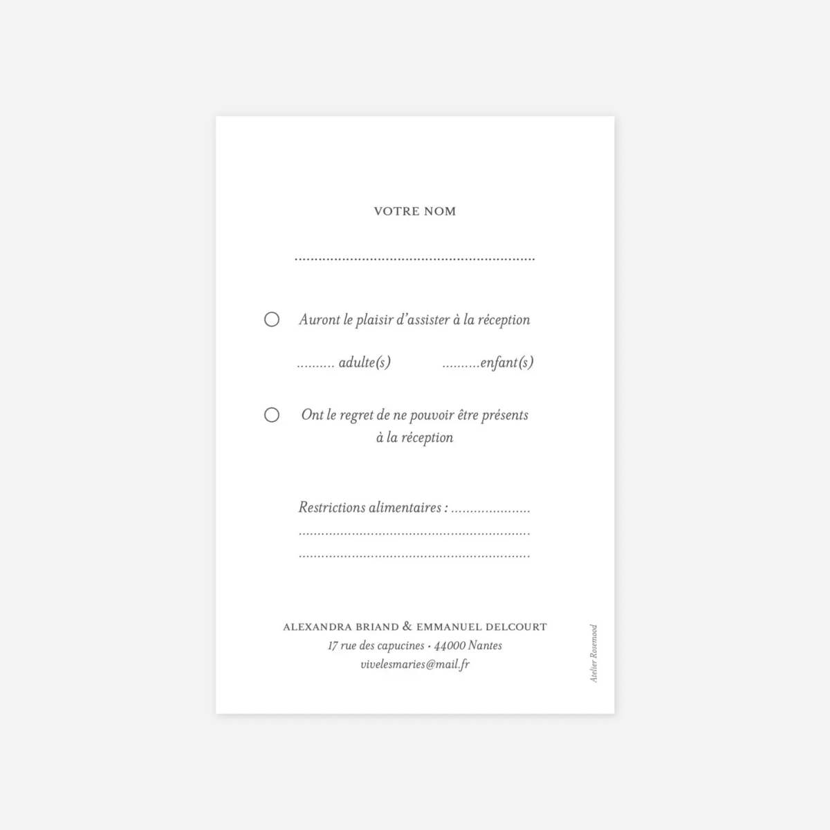 Carton réponse Bucolique